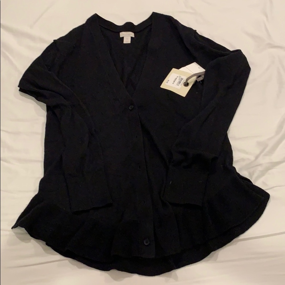 Brand New Hinge Ruffle Black Cardigan -XS